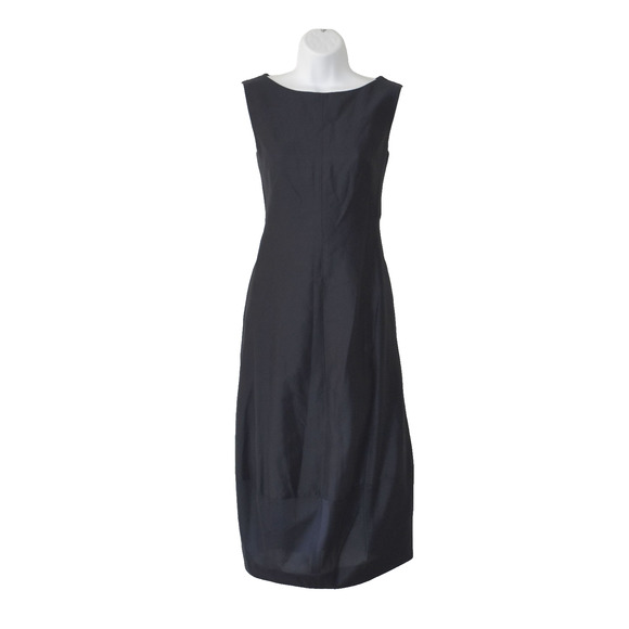A8 Auth COS COLLECTION OF STYLE Dark Navy Bateau Neck A-Line Midi Dress Size 8 - Picture 1 of 7